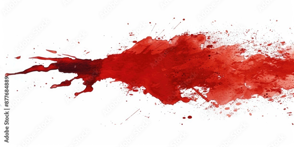 Poster a person is running away from something as blood splatters on the ground behind them