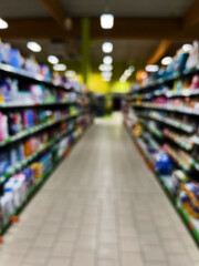 Blurry Supermarket Aisle Background Image