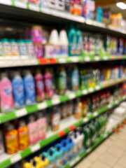 Blurred Aisle in Supermarket Background