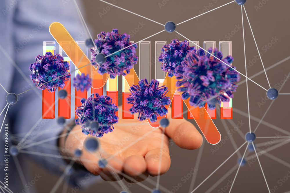 Poster virus connecting lines and dots.big data visualization