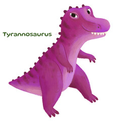 Fototapeta premium cartoon happy and funny colorful prehistoric dinosaur dino tyrannosaurus isolated illustration for children