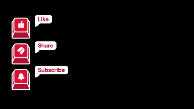 Sidebar left subscribe like share animation button and alpha channel only on 4K