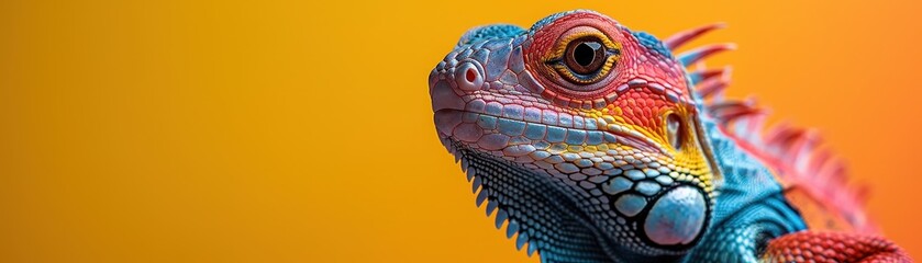 Fototapeta premium Cute 3D Blender canaries wearing tiny collars, interacting on a vibrant birdhouse, perspective shot, colorful background