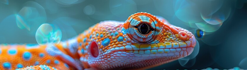 Fototapeta premium Cute 3D Blender canaries wearing tiny collars, interacting on a vibrant birdhouse, perspective shot, colorful background