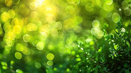 Fototapeta premium A green background with a bunch of green leaves and a bunch of green circles