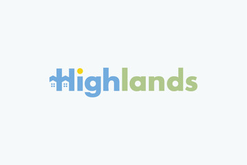 Highlands green real estate home typography logo design vector reality free image editable template 