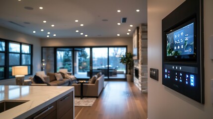 Contemporary suburban home with a custom home automation system that integrates security, entertainment, and climate control