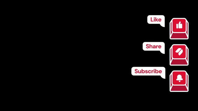 Sidebar right subscribe like share animation button and alpha channel only on 4K