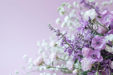 Obraz premium Purple and White Flower Bouquet on Lavender Background