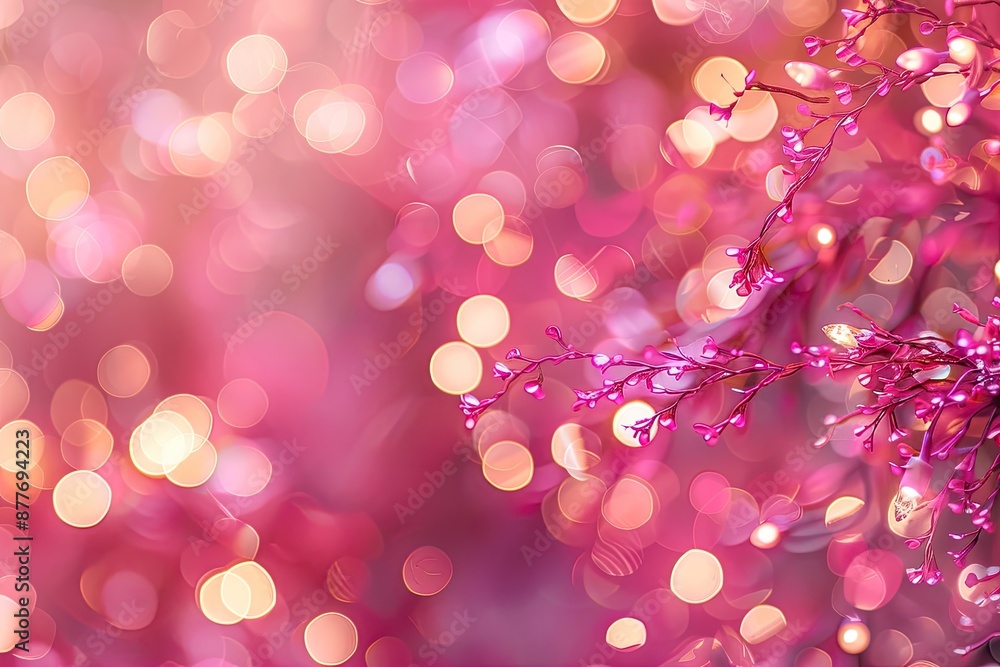 Poster a pink background with a tree branch in the foreground