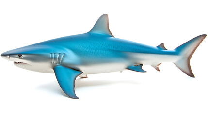 Naklejka premium Blue and white shark, isolated on white background, perfect for marine life, ocean, and underwater themes. 