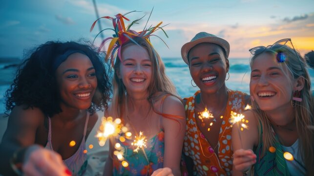 The friends with sparklers