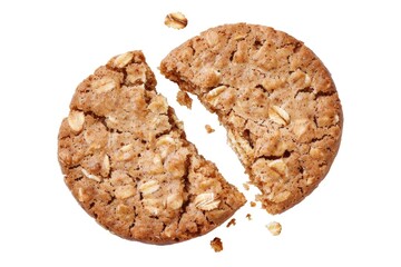 A single-serve cookie with a chunk missing, great for editorial use in food and lifestyle articles