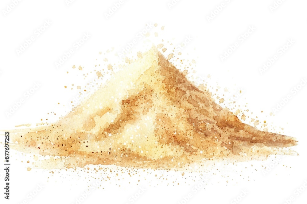 Poster a simple image featuring a pile of sand on a white background