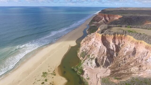 Aerial view of Lagoa Azeda Beach - Jequi&aacute; da Praia, Alagoas, Brazil