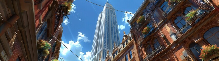tall building with a lot of windows and plants