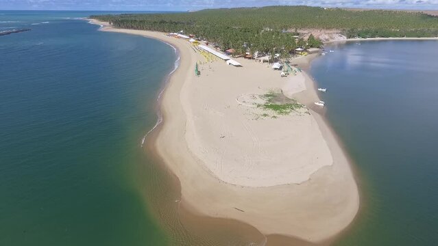 Aeral view of Gunga Beach - Roteiro, Alagoas, Brazil