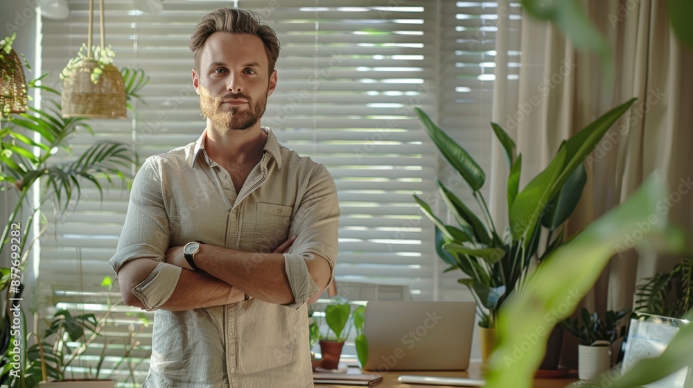 Wall mural the confident man in office