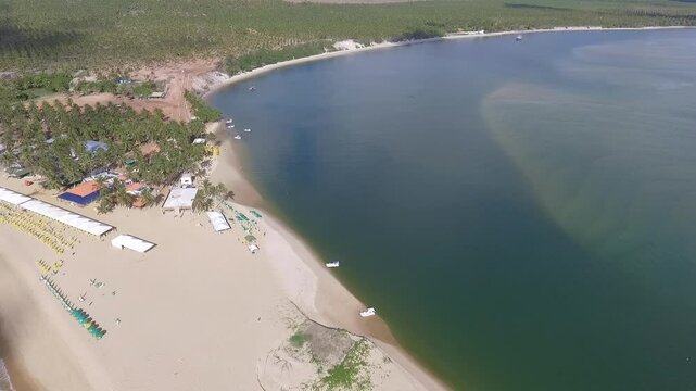 Aeral view of Gunga Beach - Roteiro, Alagoas, Brazil
