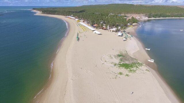 Aeral view of Gunga Beach - Roteiro, Alagoas, Brazil