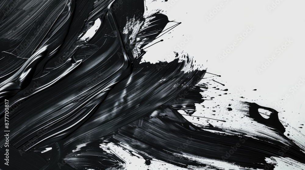 Poster A detailed view of a black and white artwork, showcasing the textures and patterns used in its creation
