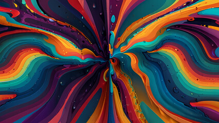 abstract background with a psychedelic twist, blending bold, contrasting colors and fluid, hypnotic forms that create a sense of movement and dept