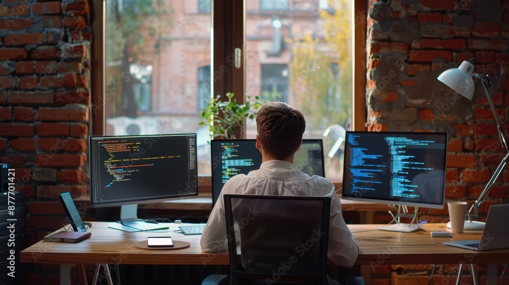 Poster the programmer at workstation
