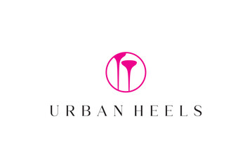 Shoe heels round pink fashion logo design vector reality free image editable template 