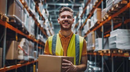 The worker carrying a box.
