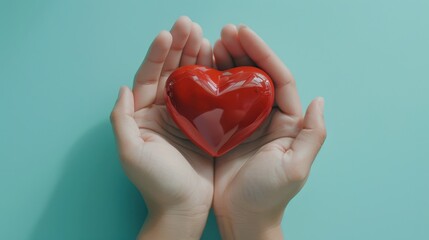 Obraz premium The red heart in hands