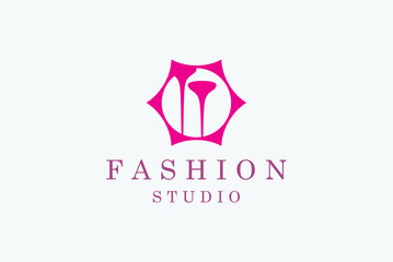 Two heels shoe fashion studio hexagon logo design vector reality free image editable template 