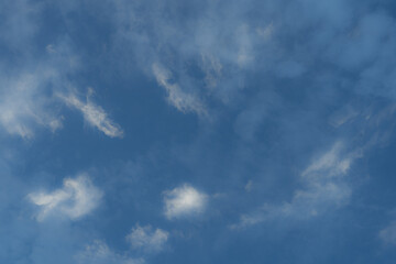 Blue Sky White Clouds Texture Pattern Background.