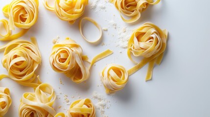Passion for Italian cuisine shown through elegant pasta presentation on white background