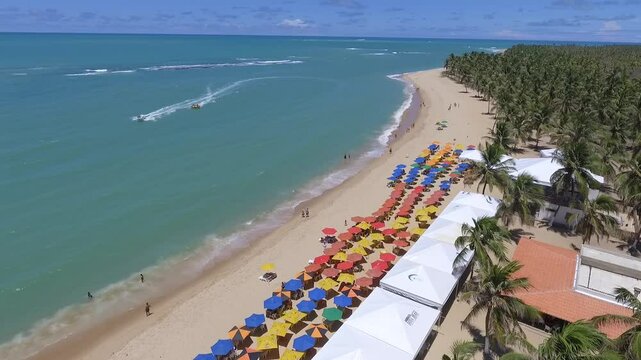 Aeral view of Gunga Beach - Roteiro, Alagoas, Brazil
