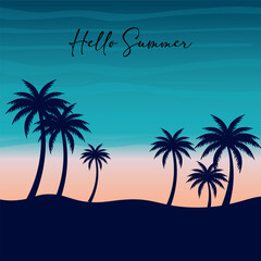Obraz premium Hello summer. welcome summer. summer time vector illustration.