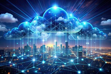 Cloud computing transfer big data on internet. futuristic digital technology .Generative AI