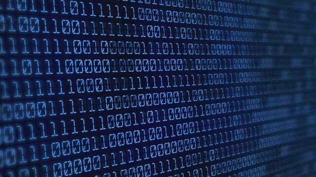 Blue Binary code Background. Digital and Secure Data Concept. Abstract Technology animation