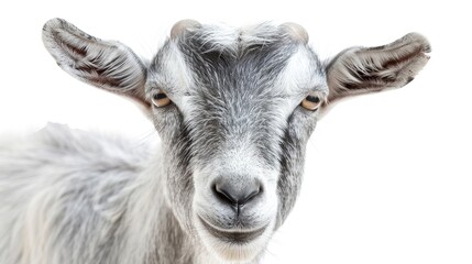 Fototapeta premium White background with gray goat