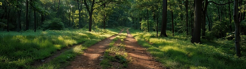 Fototapeta premium dirt road in the middle of a forest