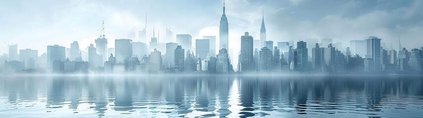 Obraz premium city skyline with a reflection in the water