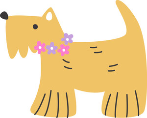 Dog With Hawaii Flowers Necklace