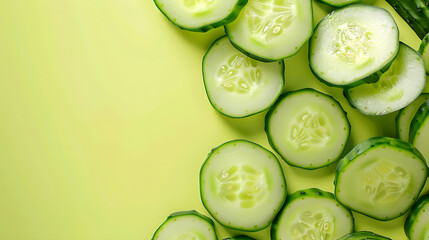cucumber slices on yellow background