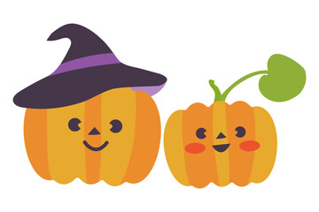 ハロウィーンの帽子をかぶったかわいいカボチャのキャラクター