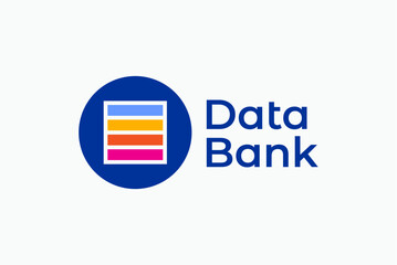 Data bank hub technology logo design vector image editable