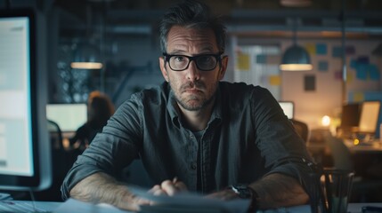 Fototapeta premium The man at office desk