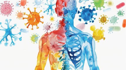 A detailed watercolor painting of medical sociology