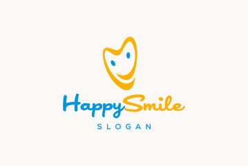 Happy smile dental logo design vector image editable