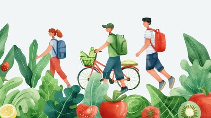 A lively watercolor rendering of health promotion