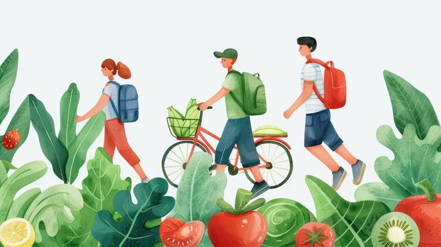 A lively watercolor rendering of health promotion