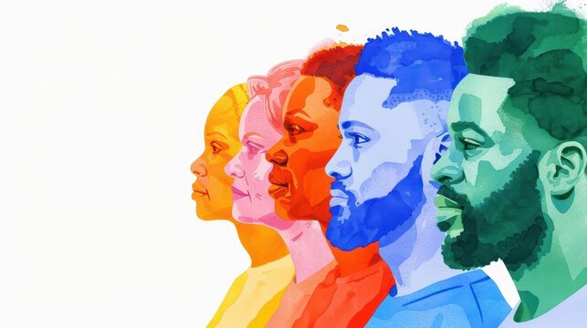 A rich watercolor painting of health disparities, illustrating the gap in healthcare access and outcomes among different populations, isolate on white background with copy space